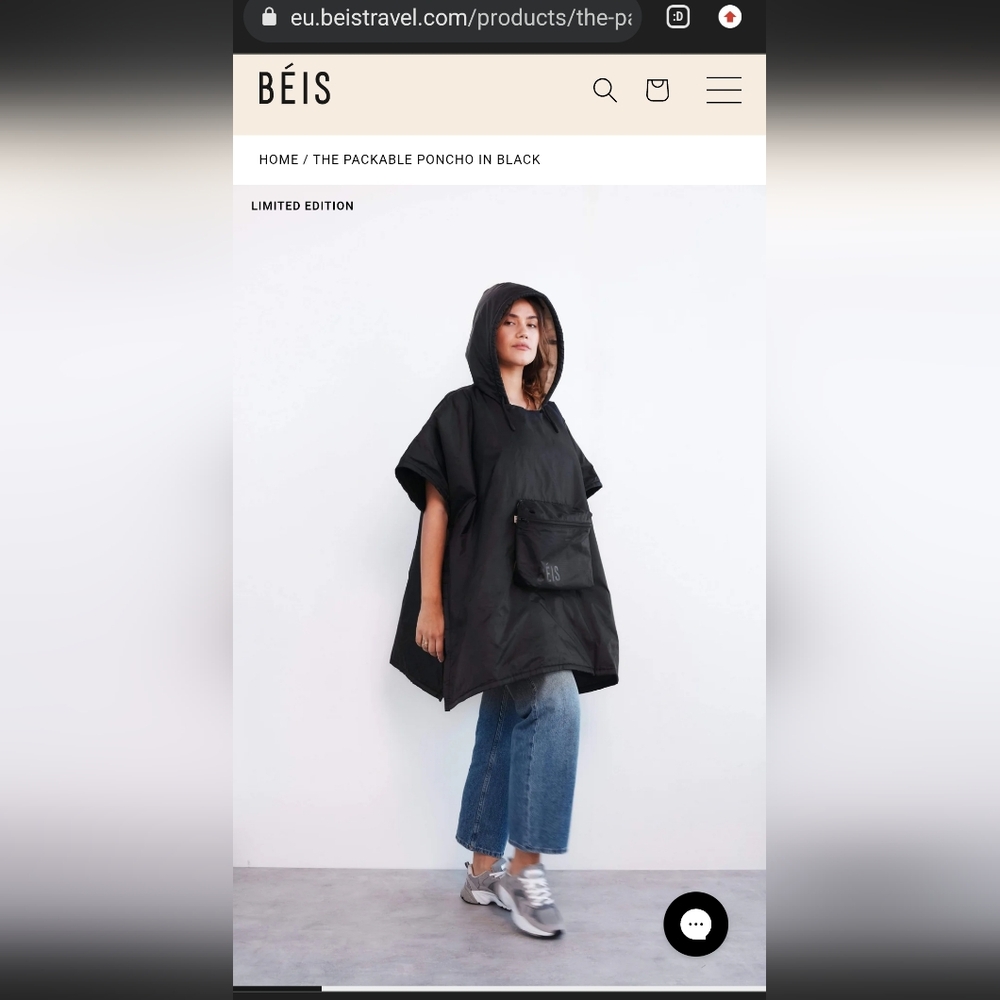 BEIS Black Hooded Cape With Front Pocket - Picture 13 of 16